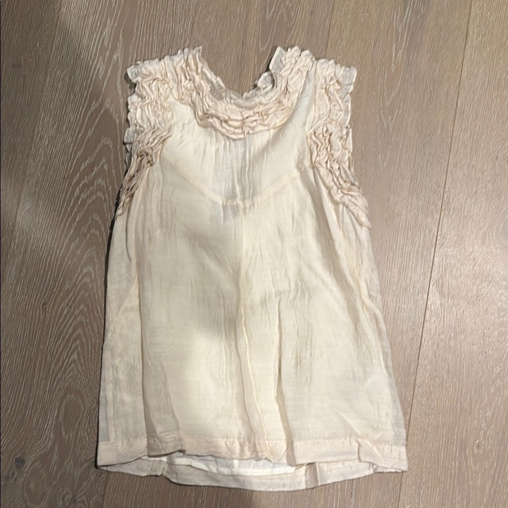 Cream Sleeveless Ruffled Top